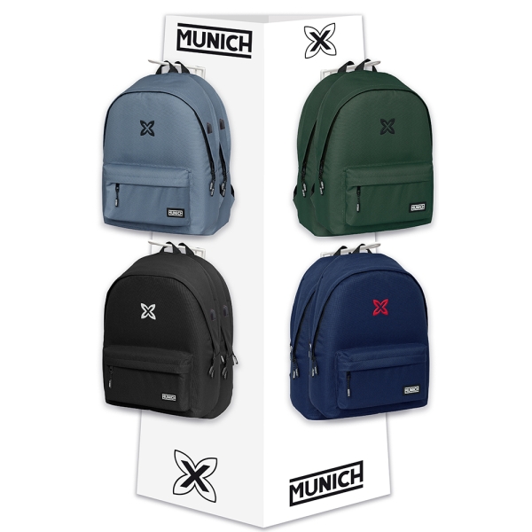 safta munich basicos expositor con 8 ganchos para mochilas carton reciclado colores surtidos