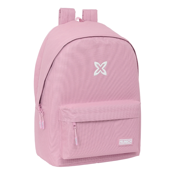 safta munich basicos mochila para portatil hasta 15.6" antirrobo bolsillo frontal conector usb base acolchada hombreras ergonomicas asa superior 310x180x440mm color rosa