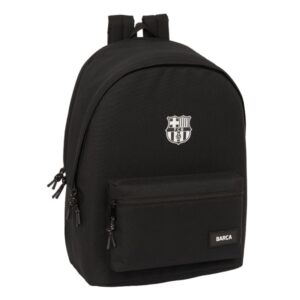 safta f.c.barcelona chica mochila para portatil hasta 15.6" conector usb base acolchada bolsillo frontal hombreras ergonomicas asa superior 24.55l 310x180x440mm color negro