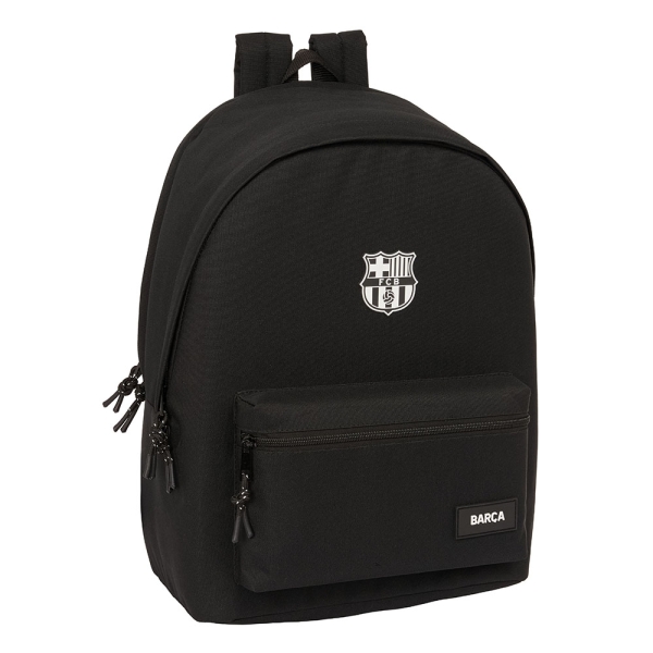 safta f.c.barcelona chica mochila para portatil hasta 15.6" conector usb base acolchada bolsillo frontal hombreras ergonomicas asa superior 24.55l 310x180x440mm color negro
