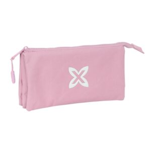 safta munich basicos portatodo 3 compartimentos con cremalleras bolsillo interior 0.6l 220x30x120mm color rosa