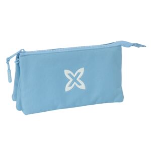 safta munich basicos portatodo 3 compartimentos con cremalleras bolsillo interior 0.6l 220x30x120mm color azul claro