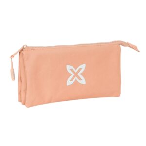 safta munich basicos peach portatodo 3 compartimentos con cremalleras bolsillo interior 0.6l 220x30x120mm color naranja