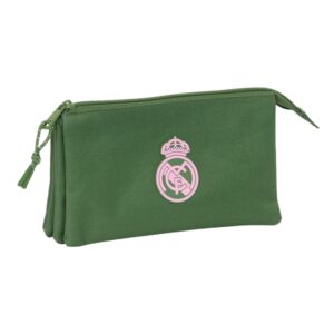 safta real madrid chica caqui portatodo 3 compartimentos con cremalleras bolsillo interior 0.6l 220x30x120mm color verde