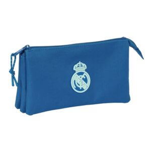 safta real madrid chica portatodo 3 compartimentos con cremalleras bolsillo interior 0.6l 220x30x120mm color azul