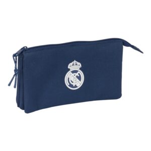 safta real madrid chica marino portatodo 3 compartimentos con cremalleras bolsillo interior 0.6l 220x30x120mm color azul marino
