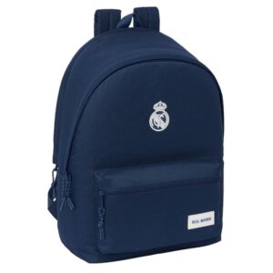 safta real madrid chica marino mochila para portatil hasta 15.6" alojamiento antirrobo conector usb base acolchada ergonomica asa superior 310x180x440mm color azul marino