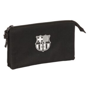 safta f.c.barcelona chica portatodo 3 compartimentos con cremalleras 0.6l bolsillo interior 220x30x120mm color negro