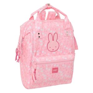 safta miffy flores mochila para portatil hasta 13" asas superiores bolsillo frontal doble tirador en cremallera hombreras ergonomicas 270x190x400mm color rosa