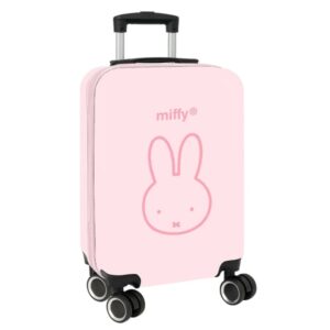 safta miffy flores maleta trolley de cabina 20” cierre con candado interior forrado cremallera cintas elasticas ruedas giratorias ajustable 345x200x550mm color rosa
