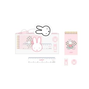 safta miffy flores pack escolar con portatodo de pvc cierre zip regla 15cm 2 lapices sacapuntas goma bloc de notas con 70 hojas multicolor