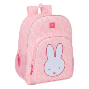 safta miffy flores mochila adaptable a carro bolsillos laterales doble tirador hombreras ergonomicas asa superior 19l 330x140x420mm color rosa