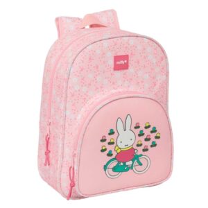 safta miffy flores mochila infantil adaptable a carro portabotellas hombreras ergonomicas bolsillo frontal 10l motivos miffy y flores 260x110x340mm color rosa