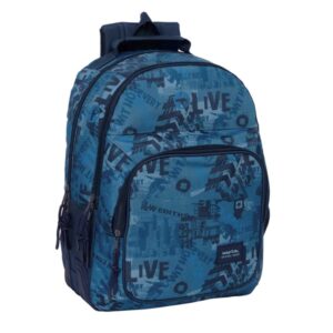 safta new edition mochila con 2 compartimentos antirozaduras adaptable a carro bolsillo frontal portabotellas tirador doble hombreras ergonomicas 20l 320x150x420mm color azul