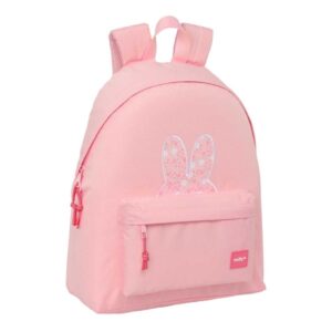 safta miffy flores mochila bolsillo frontal hombreras acolchadas espalda acolchada doble tirador asa superior 20.8l 330x150x420mm color rosa
