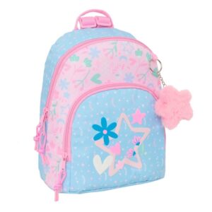 safta blackfit8 smile mini mochila bolsillo frontal tirador doble bolsillo trasero accesible hombreras ajustables asa superior 9.75l 250x130x300mm color azul claro
