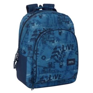 safta new edition mochila adaptable a carro tirador doble bolsillo frontal hombreras ergonomicas espalda acolchada asa forrada 20.1l 320x150x420mm color azul