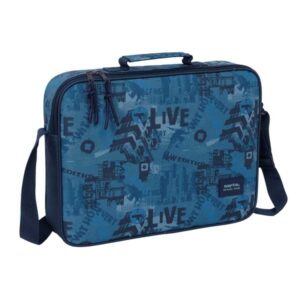 safta new edition maletin con cremallera bandolera ajustable asa forrada doble tirador fondo semirigido 6l 380x60x280mm color azul