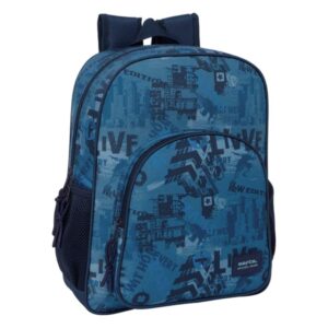 safta new edition mochila adaptable a carro bolsillos laterales doble tirador hombreras acolchadas bolsillo frontal asa superior 15l 320x120x380mm color azul