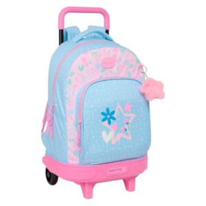 safta blackfit8 smile mochila con carro extraible bolsillo frontal portabotellas tirador doble hombreras acolchadas asa acolchada tarjeta id 330x220x450mm color azul claro