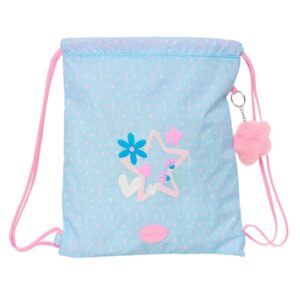 safta blackfit8 smile saco plano bolsillo con cremallera cierre con cordones 5l material compacto uso diario y deportivo 350x10x400mm color azul claro