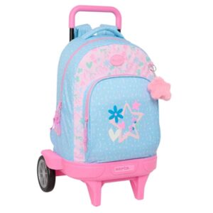 safta blackfit8 smile mochila carro extraible bolsillo frontal portabotellas tirador doble hombreras acolchadas tarjeta id ruedas antivibracion 33l 330x220x450mm color azul claro