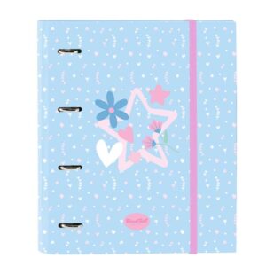 safta blackfit8 smile carpeta con 4 anillas 35mm tapas duras forradas recambio 100 hojas cuadriculas 5x5mm cierre elastico 270x35x320mm color azul claro