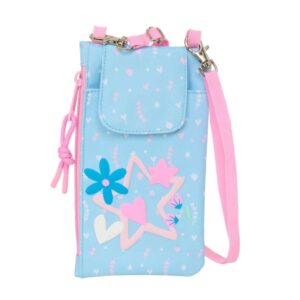 safta blackfit8 smile monedero portamovil hasta 6.9" compartimento con cremallera cordon ajustable 0.19l 100x190mm color azul claro