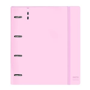 safta feeling carpeta con 4 anillas 35mm tapas de pp foam recambio 100 hojas cuadriculas 5x5mm gramaje 90g/m2 separadores solapa interior 270x40x320mm color rosa