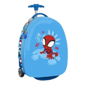 safta spidey rescue maleta trolley infantil 16” ruedas para facil desplazamiento cintas con cierre de pvc materiales abs y pc 27.7l 280x230x430mm color azul