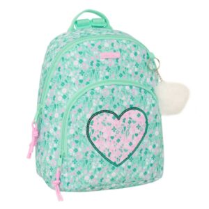 safta cuore mini mochila bolsillo frontal tirador doble bolsillo interior seguro bolsillo trasero con cremallera hombreras ajustables asa superior 9.75l 250x130x300mm color turquesa