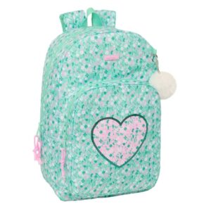 safta cuore mochila adaptable a carro tirador doble bolsillo frontal hombreras acolchadas asa superior 19.3l 300x140x460mm color turquesa