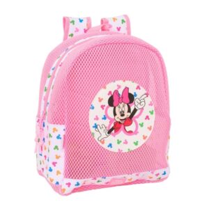 safta minnie mouse mochila rejilla anti arena doble tirador hombreras acolchadas asa superior 13.15l 320x120x380mm color rosa
