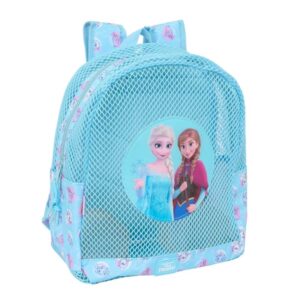 safta frozen mochila rejilla anti arena doble tirador hombreras acolchadas asa superior 13.15l 320x120x380mm color azul