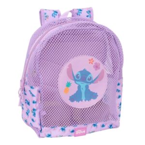 safta stitch mochila rejilla anti arena doble tirador hombreras ergonomicas asa superior 13.15l 320x120x380mm color violeta