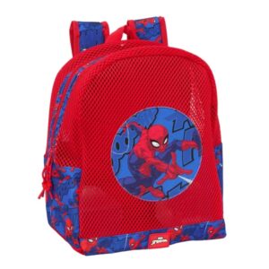 safta spider man mochila rejilla anti arena doble tirador hombreras acolchadas asa superior 13.15l 320x120x380mm color rojo y azul