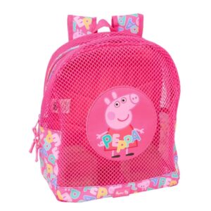 safta peppa pig mochila rejilla anti arena doble tirador hombreras acolchadas asa superior 13.15l 320x120x380mm color rosa