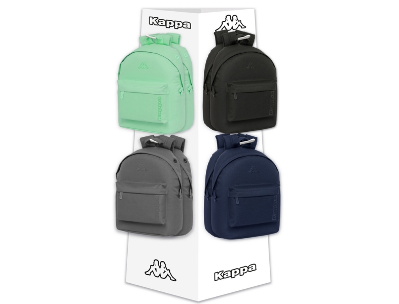 safta kappa basics expositor con 8 ganchos para mochilas carton reciclado 420x420x1600mm colores surtidos