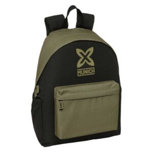 safta munich west mochila para portatil hasta 14.1" portabotellas tirador doble hombreras ergonomicas espalda acolchada asa superior 310x130x430mm color negro y verde