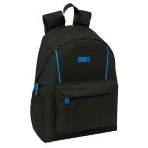 safta munich road mochila para portatil hasta 14.1" interior acolchado bolsillo frontal portabotellas tirador doble hombreras ergonomicas asa superior 310x130x430mm color negro