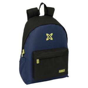 safta munich track mochila para portatil hasta 14.1" bolsillo frontal portabotellas tirador doble hombreras ergonomicas asa superior 310x130x430mm color azul marino