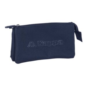 safta kappa basics portatodo 3 compartimentos con cremalleras bolsillo interior 0.6l 220x30x120mm color azul marino