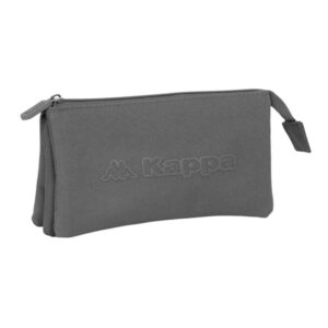 safta kappa basics gris portatodo 3 compartimentos con cremalleras bolsillo interior 0.6l 220x30x120mm color gris