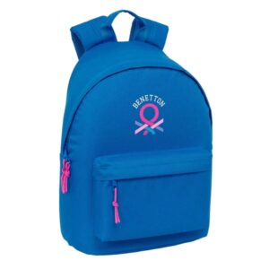 safta benetton basics azulina mochila para portatil hasta 14.1" bolsillo para tablet bolsillo trasero tirador doble hombreras ergonomicas asa superior 20l 310x160x410mm color azul