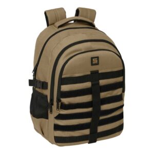 safta mochila para portatil hasta 15.6" cremalleras bidireccionales antirrobo cinta para maleta cintas ajustables 23.46l 340x150x460mm color arena