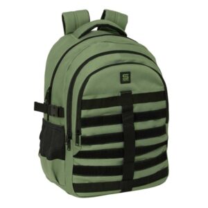 safta mochila para portatil hasta 15.6" cremalleras bidireccionales antirrobo hombreras ergonomicas cinta para maleta cintas ajustables 23.46l 340x150x460mm color verde
