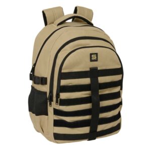 safta camel mochila para portatil hasta 15.6" cremalleras bidireccionales antirrobo cintas ajustables 23.46l 340x150x460mm color arena