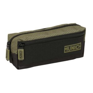 safta munich west portatodo 3 compartimentos con cremalleras goma elastica 0.98l 220x60x85mm color negro y verde