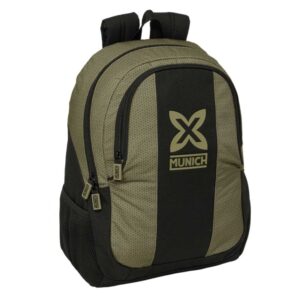safta munich west mochila adaptable a carro 2 compartimentos bolsillos laterales doble tirador hombreras acolchadas asa superior 23l 320x160x440mm color negro y verde