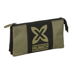 safta munich west portatodo 3 compartimentos con cremalleras bolsillo interior 0.6l 220x30x120mm color negro y verde